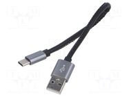 Cable; High Speed,USB 2.0; USB A plug,USB C plug; 0.22m; black LOGILINK