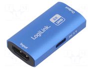 Cable; HDMI socket x2,USB C socket; HDMI 2.1; 4K,8K,HDR; blue LOGILINK