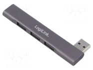 Hub USB; USB A socket x4,USB A plug; USB 2.0,USB 3.2; PnP; grey LOGILINK
