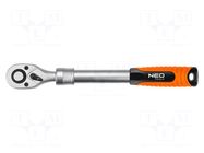 Rattle; 1/4"; telescopic; 150÷200mm; Teeth: 72 NEO TOOLS