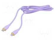Cable; USB 2.0; Apple Lightning plug,USB C plug; 1.5m; violet GEMBIRD