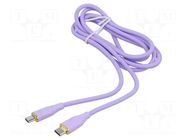 Cable; USB 2.0; USB C plug,both sides; 1.5m; violet; 480Mbps; 60W GEMBIRD