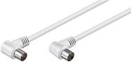 Angled Antenna Cable (<70 dB), Double Shielded, 2.5 m, white - coaxial plug 90° > coaxial socket 90°