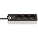 Ecolor socket 3-way white/black 1.50 m H05VV-F 3G1.5 TYPE E