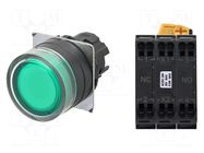 Switch: push-button; 22mm; Stabl.pos: 2; NC + NO; green; LED; IP66 OMRON