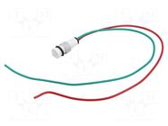 Indicator: LED; prominent; white; 24VDC; 24VAC; Ø10mm; cables; 300mm POLAM-ELTA