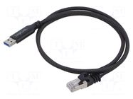 Cable; USB 3.0; RJ45 plug,USB A plug; nickel plated; 15m; black LOGILINK