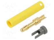 Connector: 4mm banana; plug; 32A; 30VAC; 60VDC; yellow; 2.5mm2 STÄUBLI
