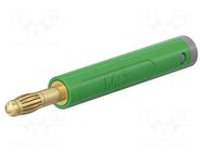 Connector: 4mm banana; plug; 32A; 30VAC; 60VDC; green; 2.5mm2 STÄUBLI