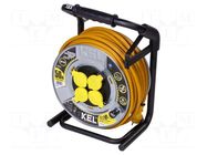 Extension lead; 3x2.5mm2; reel,with non-rotating sockets; 50m KEL