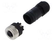 Connector: M12; plug; female; 4A; 125V; PIN: 4; IP67; straight; 4÷8mm LUTRONIC