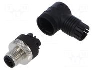 Connector: M12; plug; male; 4A; 125V; PIN: 4; IP67; angled; for cable LUTRONIC