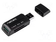 Card reader: memory; USB A plug; USB 2.0; black; 480Mbps NATEC