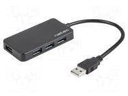 Hub USB; USB A socket x4,USB A plug; USB 3.0; PnP; black; 5Gbps NATEC