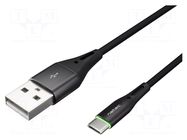 Cable; USB 2.0; USB A plug,USB C plug; nickel plated; 1m; black NATEC