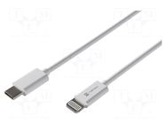 Cable; USB 2.0; Apple Lightning plug,USB C plug; 2m; white; 20W NATEC