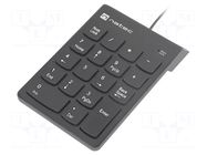 Keyboard; black; USB A; numeric,wired; PnP; Len: 1.5m NATEC