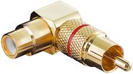 RCA Adapter 90°, Gold Version, red, red - gold version, 90° angle, red