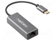 USB to Ethernet adapter; RJ45 socket,USB C plug; USB 3.1; grey NATEC