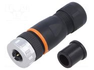 Connector: M12; plug; PIN: 5; female; 63V; straight; IP67; for cable LAPP