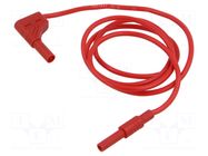 Test lead; 32A; banana socket 4mm,angular banana plug 4mm; red HIRSCHMANN T&M