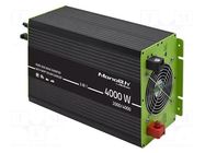Converter: DC/AC; 12VDC; 230VAC; 220x420x140mm; Input: wires; 87% QOLTEC
