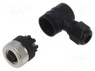 Connector: M12; plug; female; 4A; 125V; PIN: 4; IP67; angled; 3÷6.5mm LUTRONIC