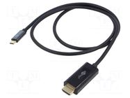 Cable; HDMI plug,USB C plug; PVC; HDCP 2.2,HDMI 2.0,USB 3.1 Goobay