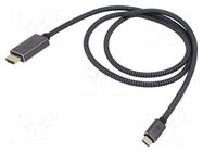 Cable; HDMI plug,USB C plug; textile; HDCP 2.2,HDMI 2.0,USB 3.1 Goobay