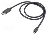 Cable; HDMI plug,USB C plug; textile; HDCP 2.2,HDMI 2.0,USB 3.1 Goobay