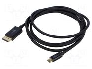 Cable; DisplayPort plug,USB C plug; PVC; 1m; black GOOBAY