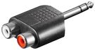 RCA Adapter, Stereo Female to AUX Jack, 6.35 mm Male, 6.35 mm female (3-pin, stereo) - 1x 6.35 mm jack plug (3-pin, stereo) > 2x RCA socket (audio left/right)
