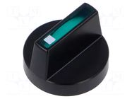 Knob; Actuator colour: green; plastic; Ø18mm; Body: black EAO