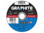 Grinding wheel; Ø: 125mm; Øhole: 22.2mm; Disc thick: 6.4mm; metal GRAPHITE