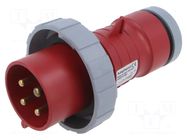 Connector: AC supply 3-phase; plug; male; 32A; 460V; IP&S; IP69K AMPHENOL