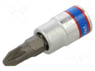 Socket; socket spanner; Bit: Pozidriv®; Size: PZ2; 1/4"; 37mm KING TONY
