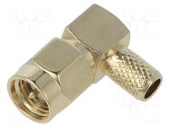 Connector: SMA; plug; male; angled 90°; 50Ω; soldering,crimped HONGKONG XINYA ELECTRONICS CO.,LTD