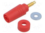 Connector: 4mm banana; socket; 32A; 1kV; red; gold-plated; soldered HIRSCHMANN T&M