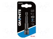 Screwdriver bit; 6-angles socket; 1/4"; HEX 10mm; L: 65mm GRAPHITE