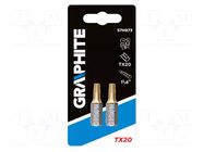 Screwdriver bit; Torx®; TX20; Overall len: 25mm; 2pcs. GRAPHITE