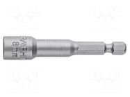 Screwdriver bit; 6-angles socket; HEX 8mm; Mounting: 1/4" GRAPHITE