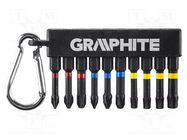 Kit: screwdriver bits; hex key,Phillips,Pozidriv®,Torx®; 50mm GRAPHITE
