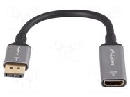 Adapter; DisplayPort plug,HDMI socket; 0.2m; black; aluminium LANBERG