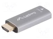 Adapter; DisplayPort socket,HDMI plug,USB C socket; black LANBERG