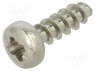 Screw; 2.5x8; Head: cheese head; Pozidriv; PZ1; A2 stainless steel BOSSARD