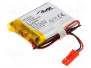 Re-battery: Li-Po; 3.7V; 1580mAh; cables,JST SYP-02T-1 socket AKYGA BATTERY