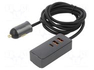 USB power supply; USB A socket x3,USB C socket; grey BASEUS