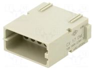 Connector: HDC; contact insert; male; MIXO; PIN: 17; 10A; 250V; 17+PE ILME