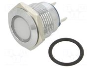 Indicator: LED; flat; white; 24VDC; 24VAC; Ø16mm; connectors; brass NINIGI
