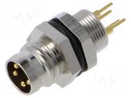 Connector: M8; socket; male; 48V; 4A; PIN: 4; IP67; THT; 0.34mm2 LUTRONIC